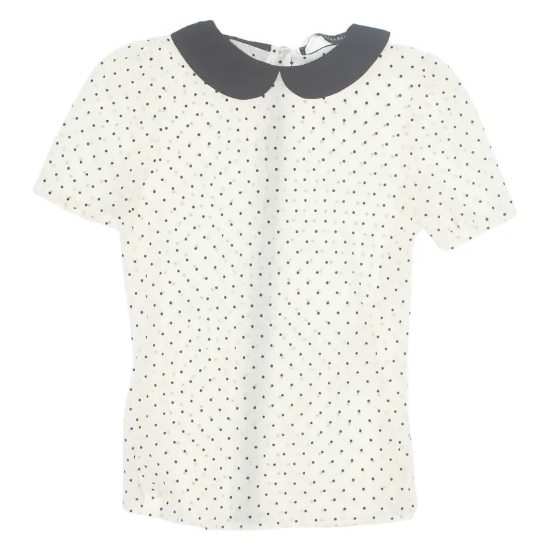 Zara Sheer Womens Printed Top Beige Spotted S 1