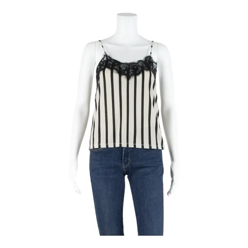 Zara Trafaluc Womens Camisole Vest Grey V-Neck Sleeveless Striped S 1