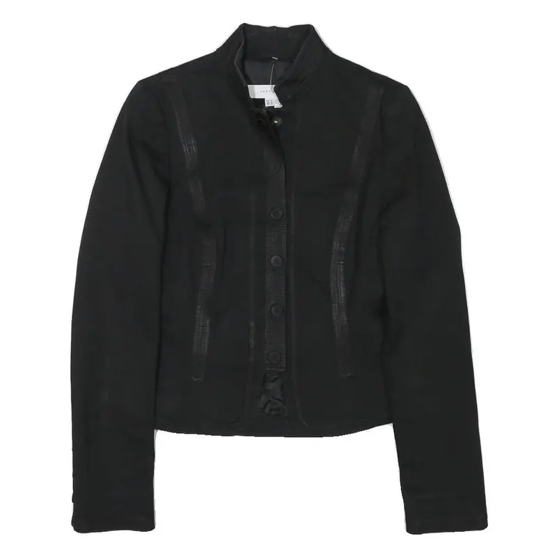 Zara Woman Womens Black Button Cotton Blend Tailored Jacket M Plain Stylish 1