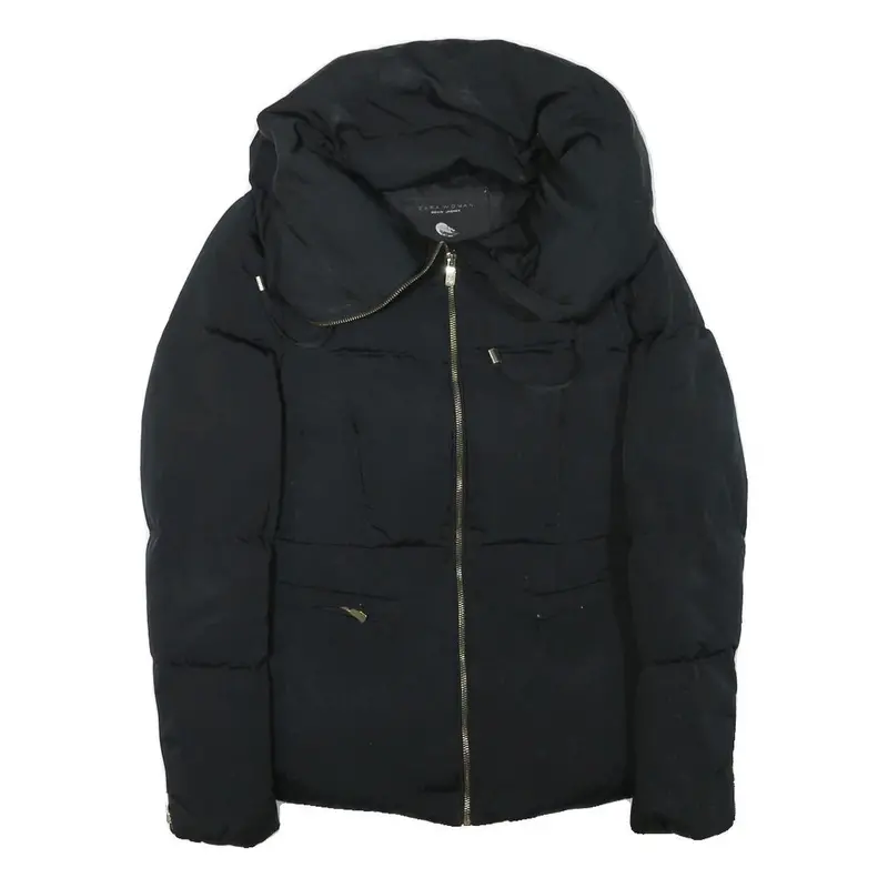 Zara Woman Womens Black Quilted Jacket S Polyester Blend Zip Lightweight Puffa 1