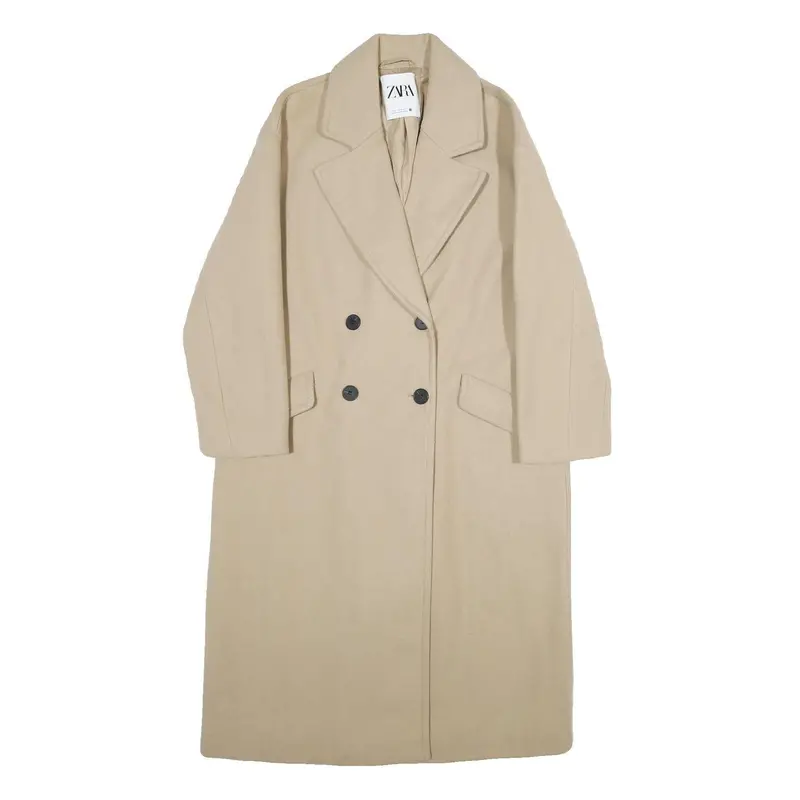 Zara Womens Beige Classic Jacket Xs Plain Button Fastening Elegant Design 1