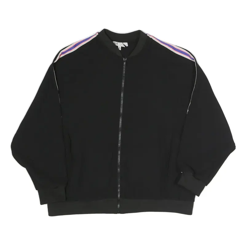 Zara Womens Black Jacket L Polyester Blend Plain Zip Bomber Style Casual 1