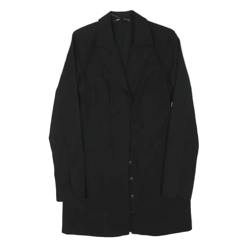 Zara Womens Black Tailored Jacket S Polyester Blend Button Plain Long Sleeve 1