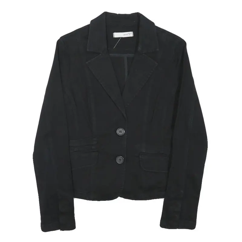Zara Womens Black Tailored Jacket Xs Cotton Blend Button Plain Classic Style 1