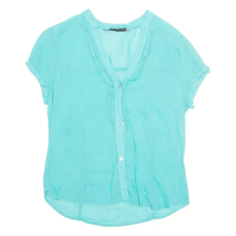 Zara Womens Blouse Blue V-Neck M 1