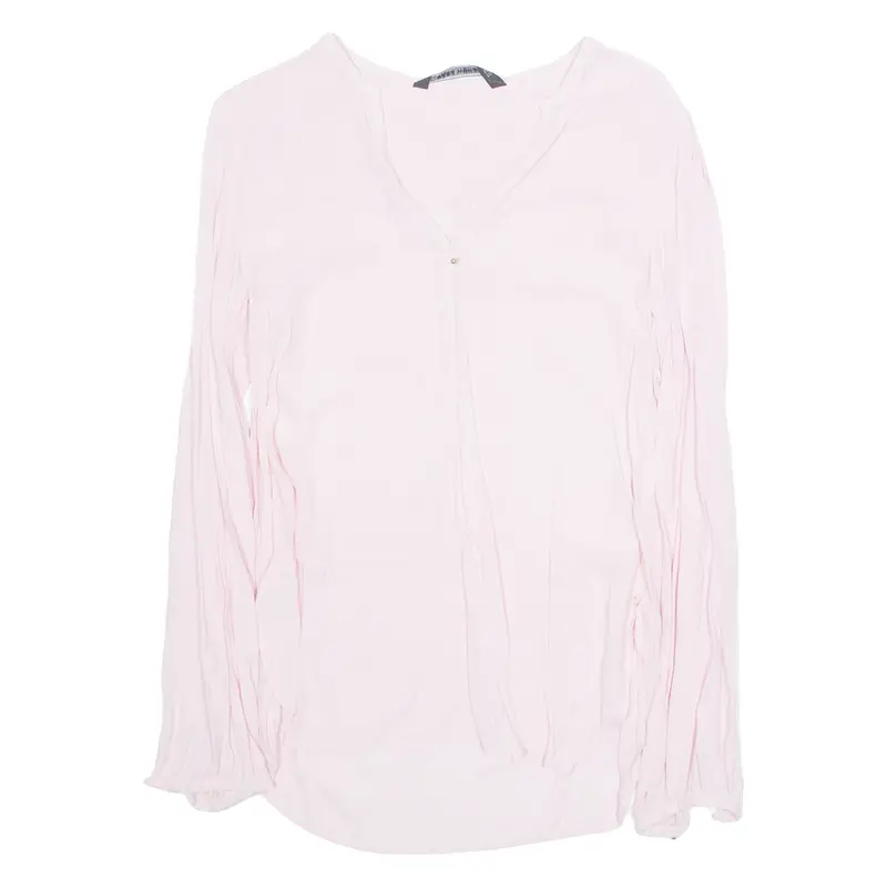 Zara Womens Blouse Pink V-Neck Long Sleeve Xs 1