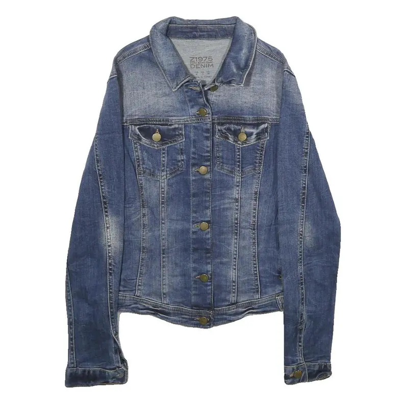 Zara Womens Blue Denim Jacket M Cotton Blend Classic Casual Button Fastening 1
