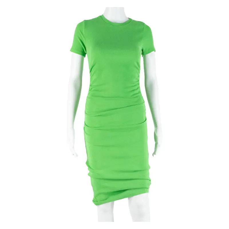 Zara Womens Bodycon Dress Green Short Sleeve Midi M 1