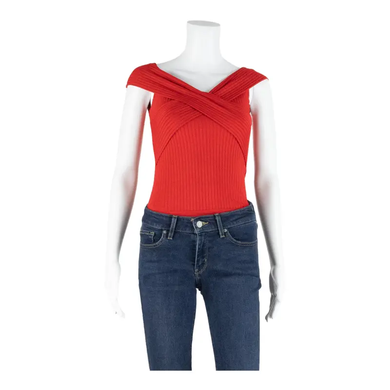 Zara Womens Bodysuit Red Sleeveless S 1