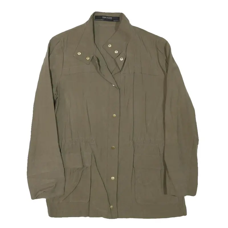 Zara Womens Brown Lightweight Jacket Xs Cotton Blend Button Closure Classic Fit 1