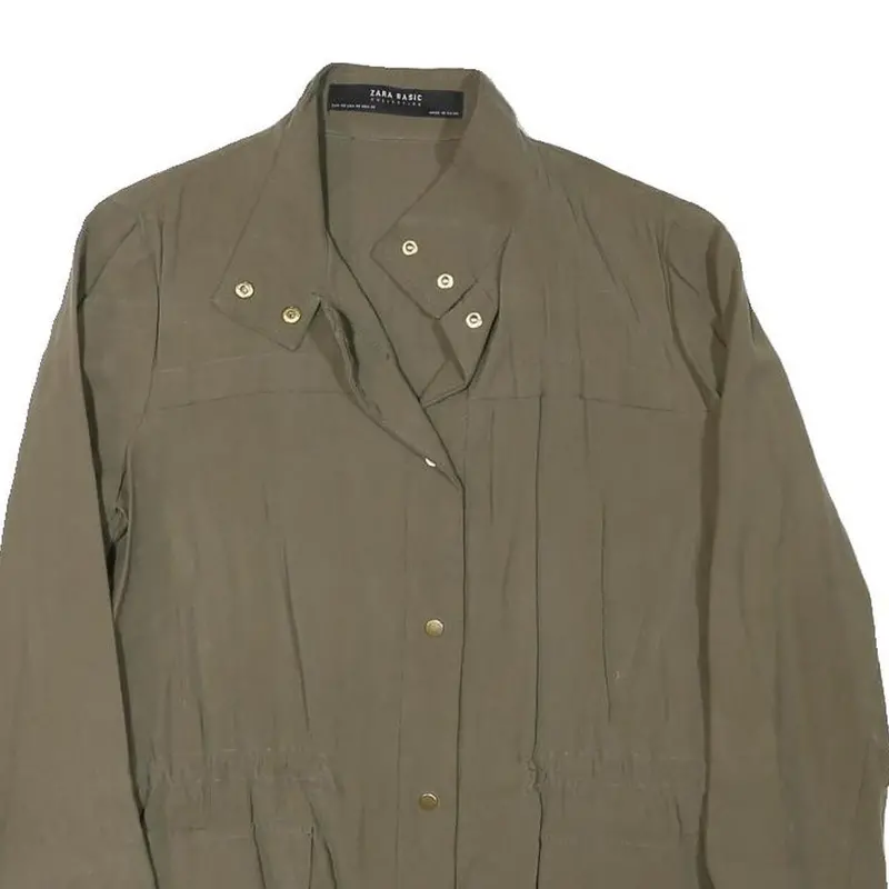 Zara Womens Brown Lightweight Jacket Xs Cotton Blend Button Closure Classic Fit 2