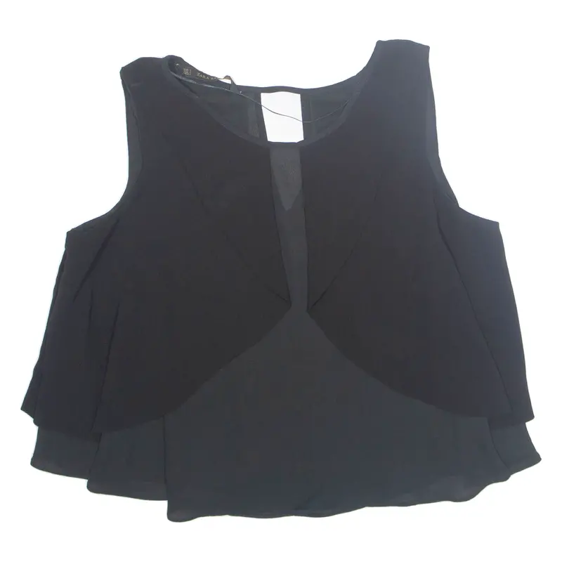 Zara Womens Cropped Blouse Black M 1