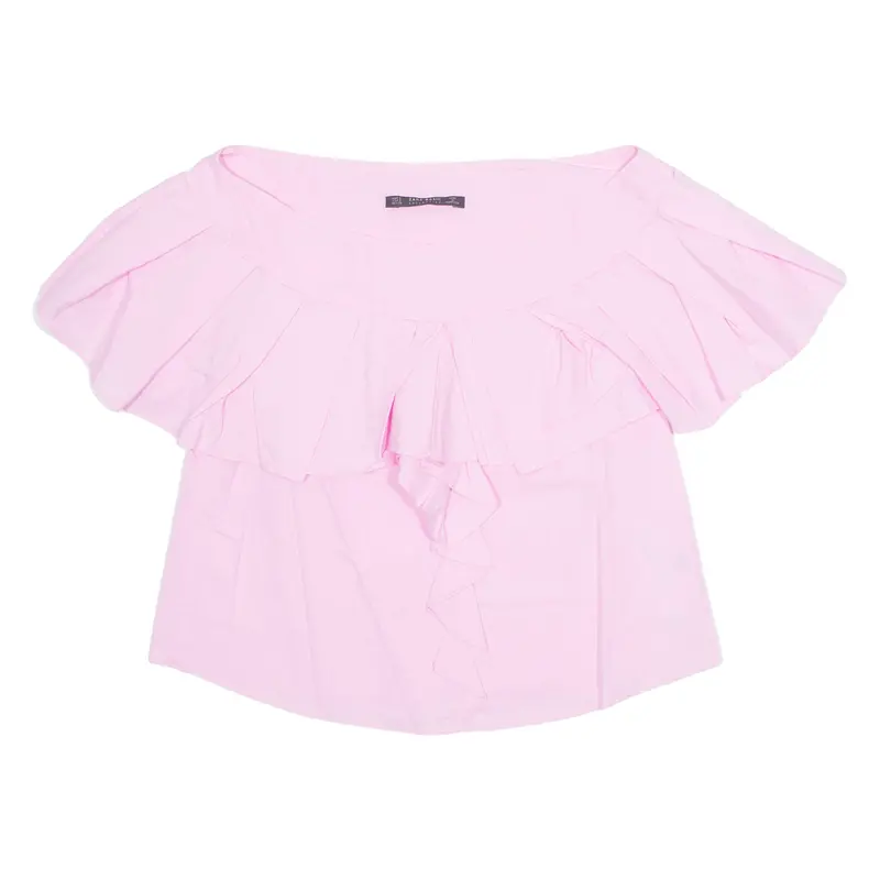 Zara Womens Cropped Blouse Pink S 1