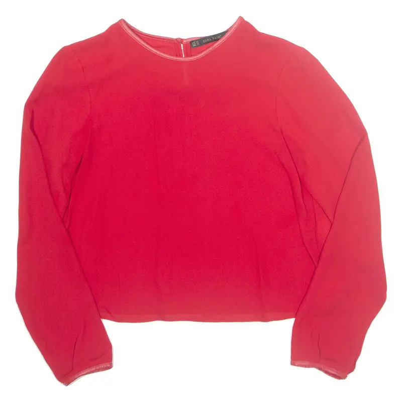 Zara Womens Cropped Top Red Long Sleeve Xs 1