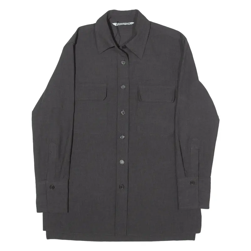 Zara Womens Formal Shirt Grey Long Sleeve Xs 1