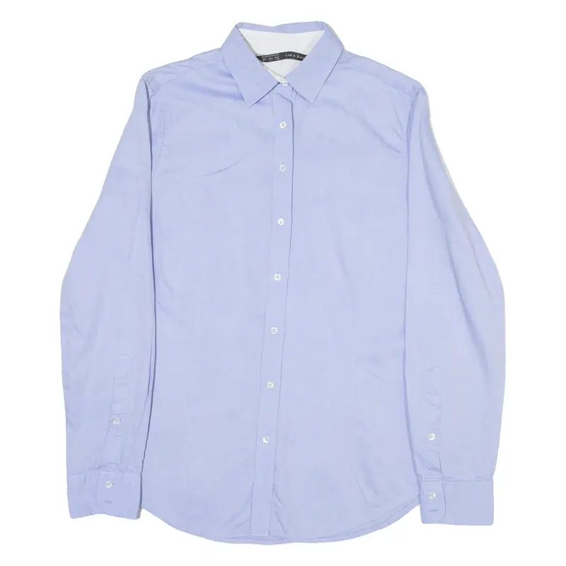 Zara Womens Plain Shirt Blue Long Sleeve M 1