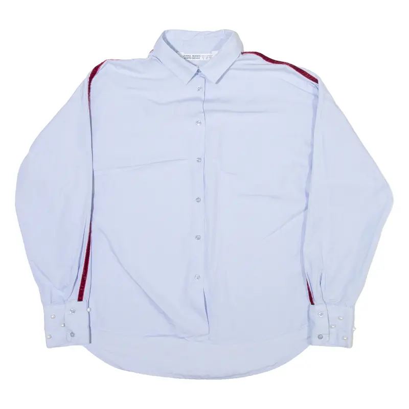 Zara Womens Plain Shirt Blue Long Sleeve S 1