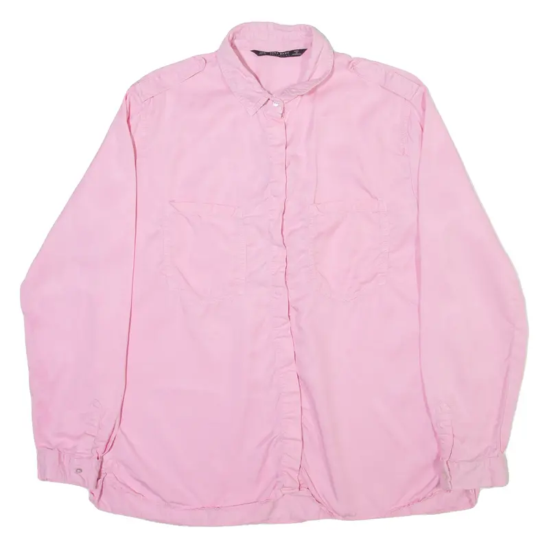 Zara Womens Plain Shirt Pink Long Sleeve M 1