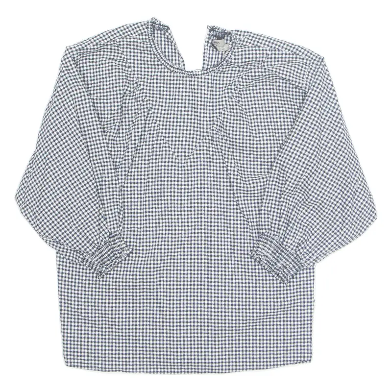 Zara Womens Printed Top Black 3/4 Sleeve Check Xs 1