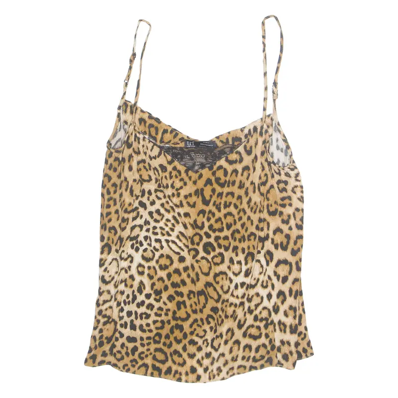 Zara Womens Printed Vest Brown Sleeveless Animal Print Xs 1
