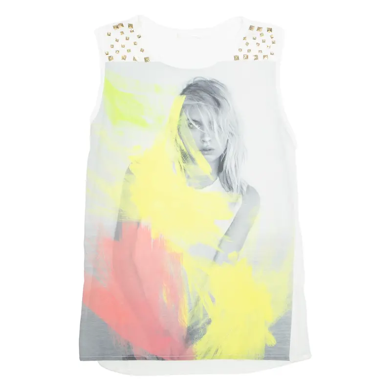 Zara Womens Printed Vest White Crazy Pattern M 1