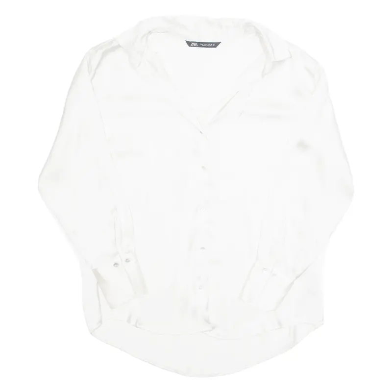 Zara Womens Shirt White Collared Long Sleeve M 1