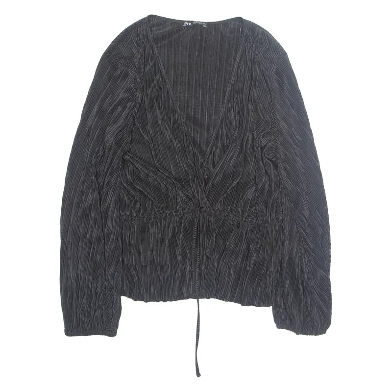 Zara Womens Top Black V-Neck Long Sleeve L 1