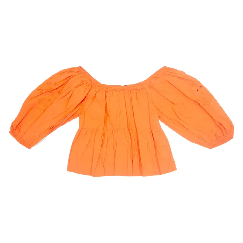 Zara Womens Top Orange Off Shoulder Xs 1