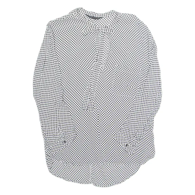 Zara Womens Top White Long Sleeve Spotted M 1