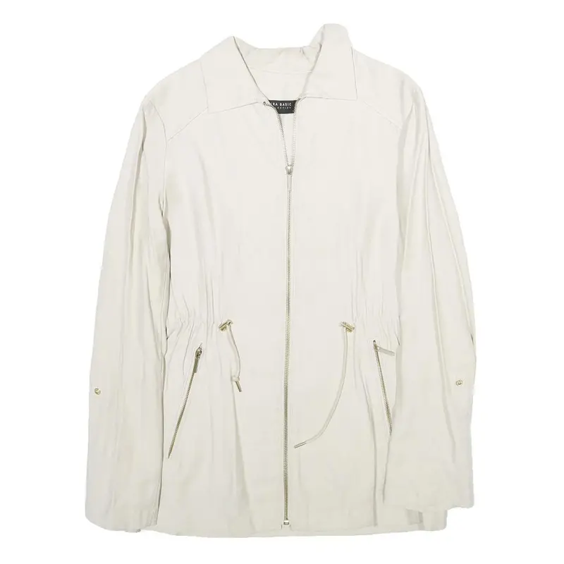 Zara Womens White Jacket Xs Viscose Blend Lightweight Zip Up Casual 1