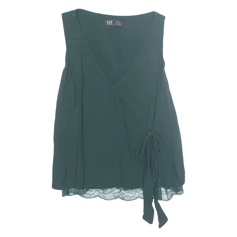 Zara Womens Wrap Vest Green Sleeveless S 1