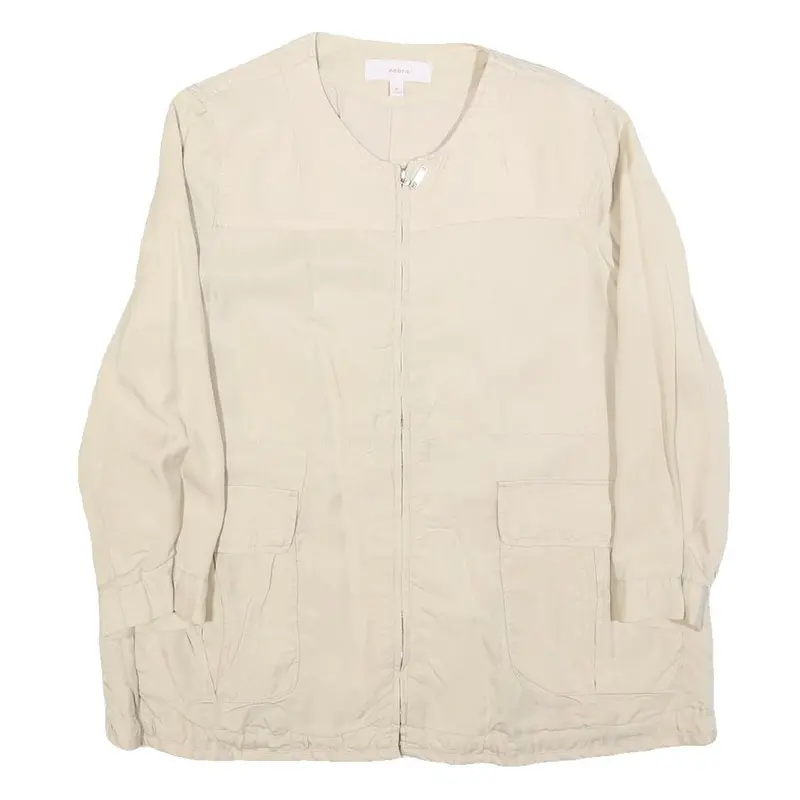 Zebra Womens Beige Jacket S Polyester Blend Plain Zip Lightweight Comfortable 1