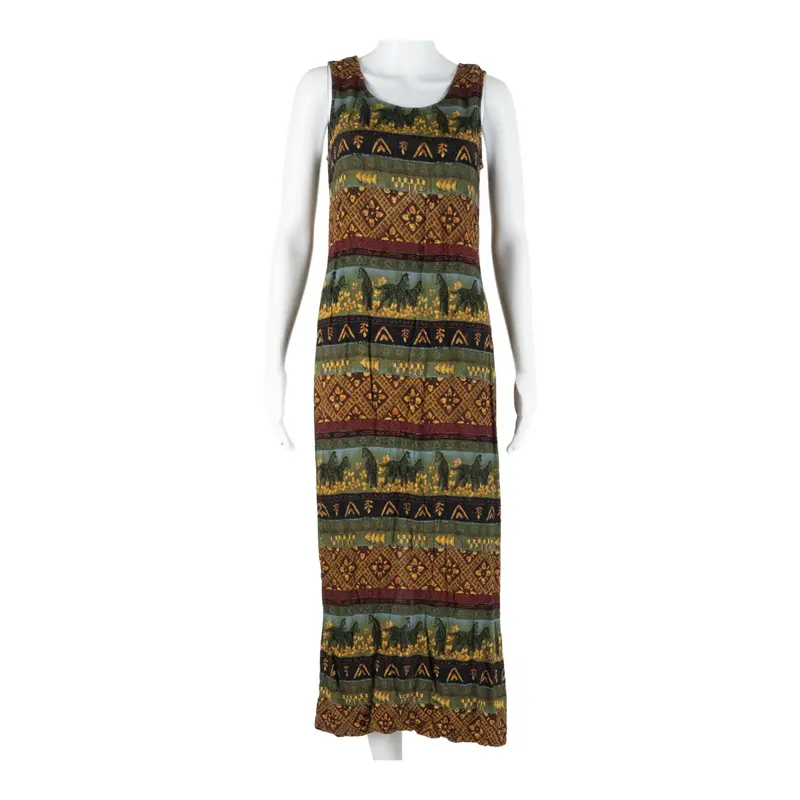 Zebra Womens Shift Dress Brown Crazy Pattern Sleeveless Midi M 1