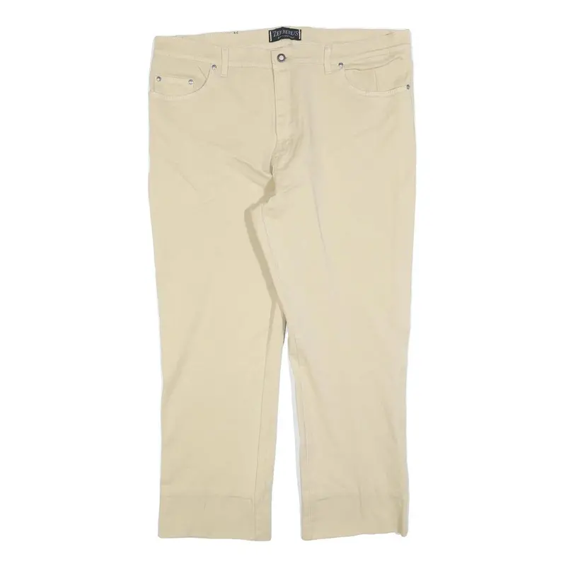 Zer Berus Womens Jeans Beige Regular Straight Denim W40 L28 Zip Cotton Blend 1