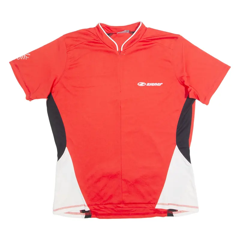 Ziener Cycling Zip Up Mens Jersey Red High Neck L 1