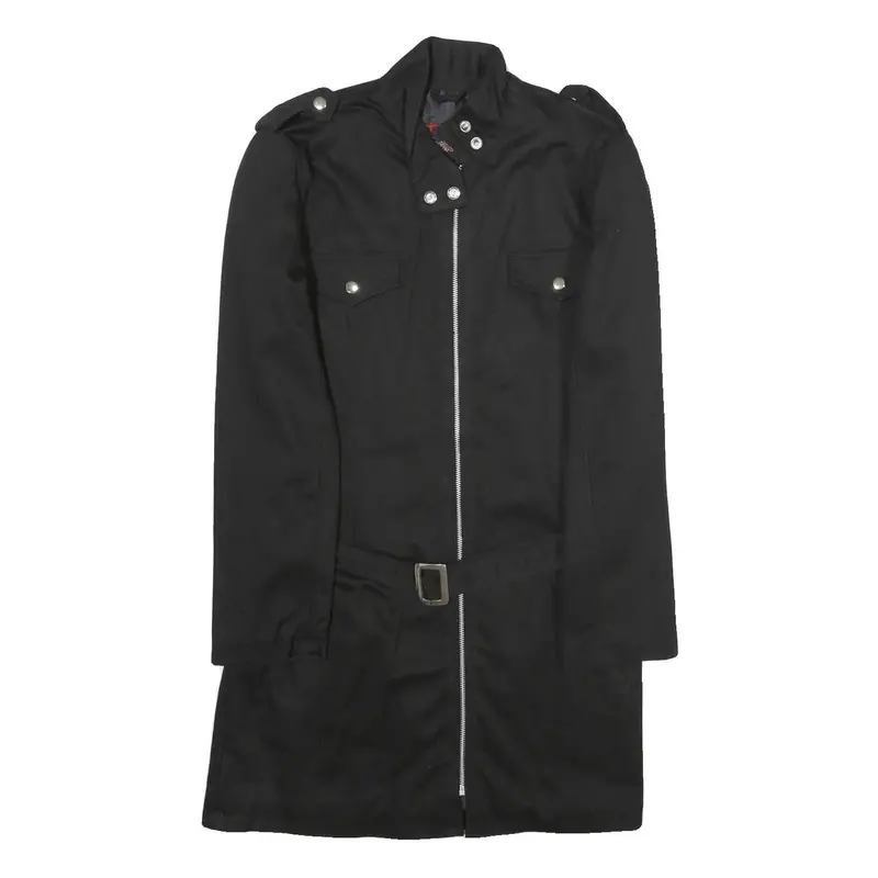 Zoeli'bat Womens Black Cotton Blend Jacket L Zip Closure Military Style 1
