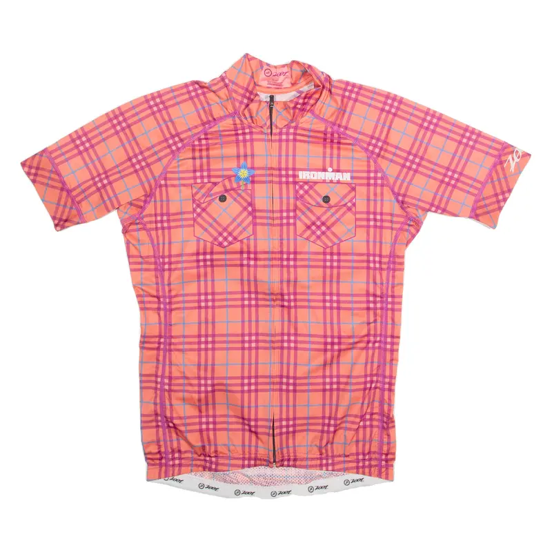 Zoot Check Cycling Zip Up Womens Jersey Pink High Neck L 1