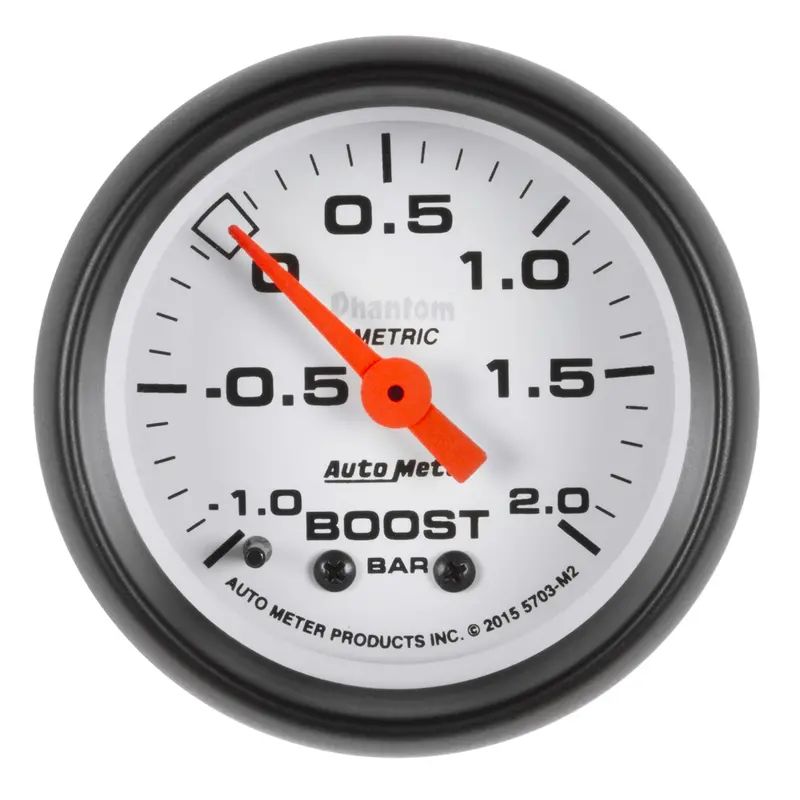 Autometer Phantom Mechanical Vacuum/Boost Gauge – 2-1/16" Dial, -1 To +2 Bar Range 1