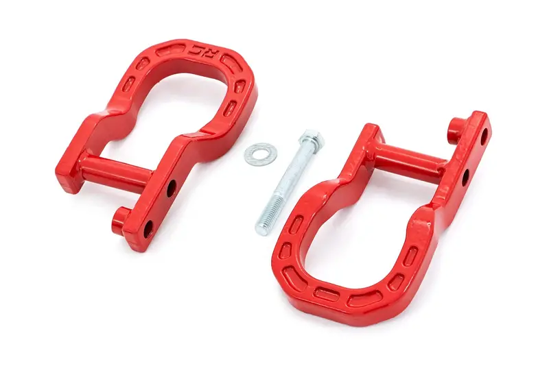 Rough Country Forged Tow Hooks – Red Finish, Compatible With 2014–2018 Chevy Silverado 1500 (Rs134) 1
