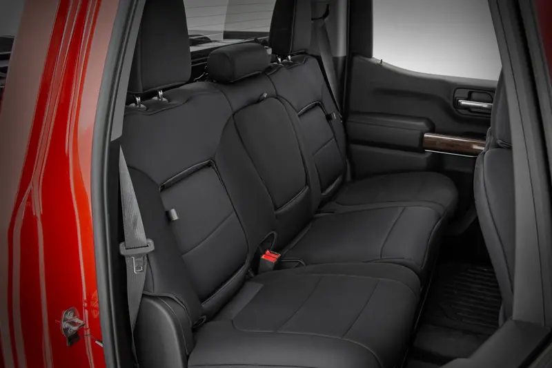 Rough Country Neoprene Seat Covers With Storage Pockets – Black, Full-Row Fit For 2019–2021 Silverado 1500 1
