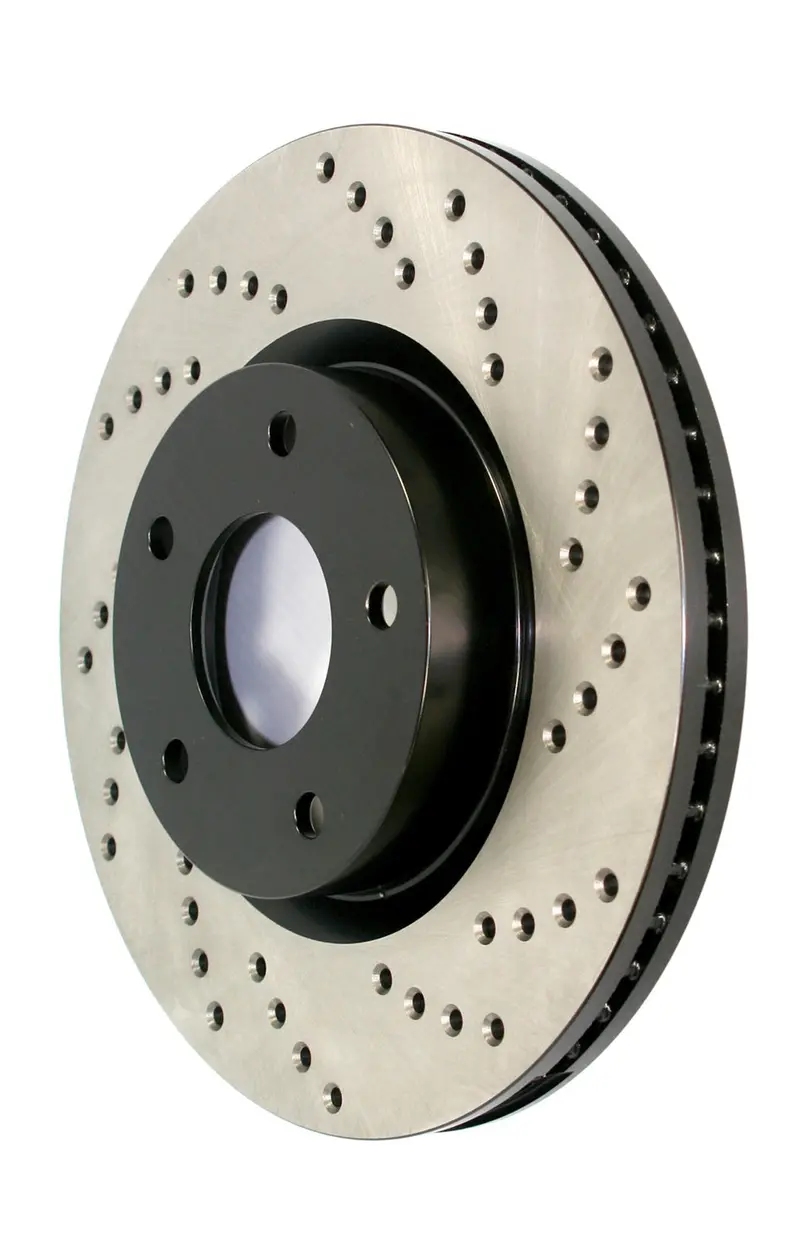Stoptech 128.62018R Cross-Drilled Front Right Brake Rotor – Sport Series For Improved Heat Dissipation 1