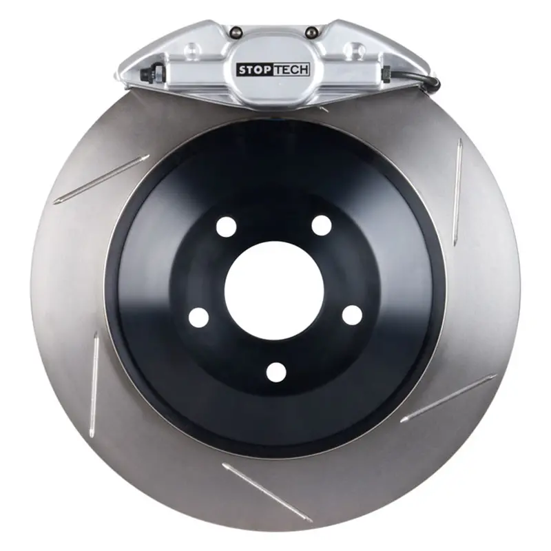 Stoptech 83.841.002G.61 Big Brake Kit – Rear, Silver Calipers, Drilled Two-Piece Rotors 1