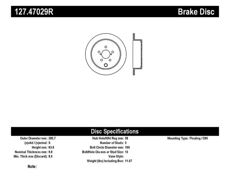 Stoptech Rear Right Drilled And Slotted Brake Rotor – Sport Series 1