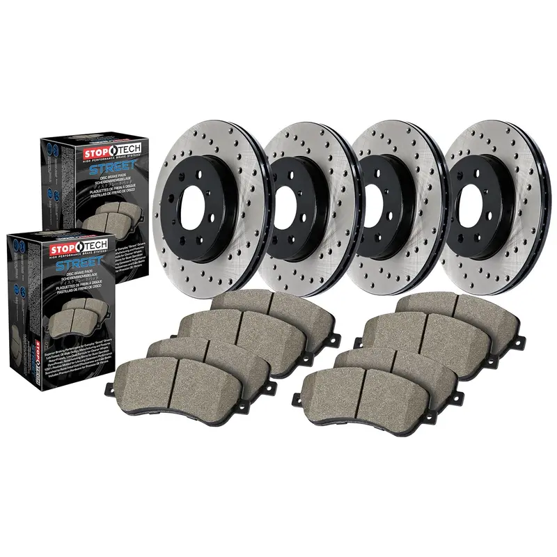 Stoptech Street Axle Pack – Drilled Front And Rear Brake Kit For Enhanced Stopping Power 1